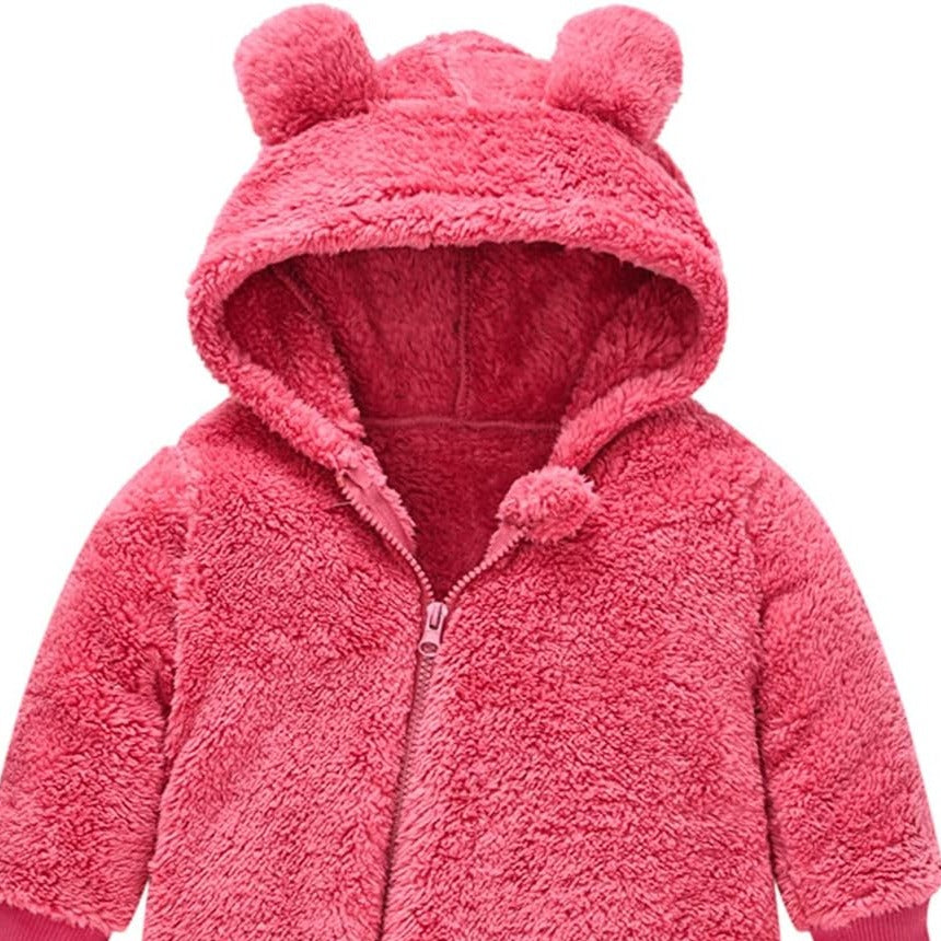 Combinaison Polaire Bébé petit ours rose à capuche 